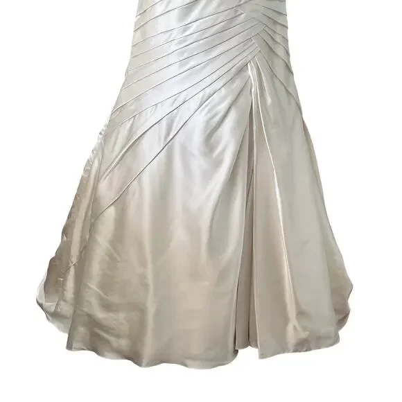 NWOT Maggie Sottero Satin Strapless Corset Fit Flare Wedding Dress Gown 8 10 12 - Picture 7 of 13